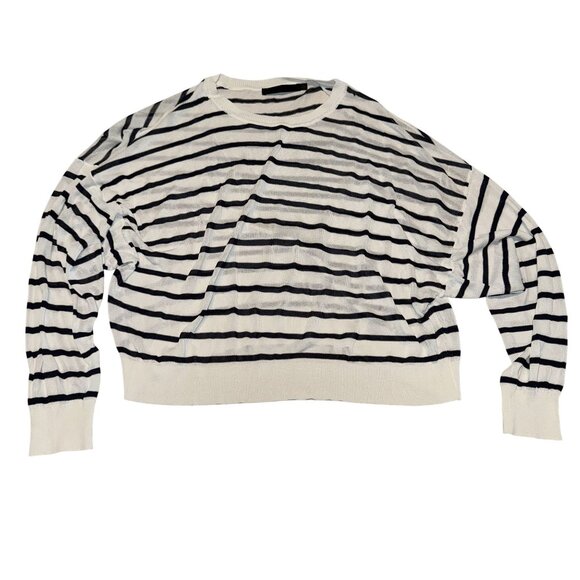 Jenni Kayne Coast Navy Blue Stripe Pullover Sweater Women's Small S